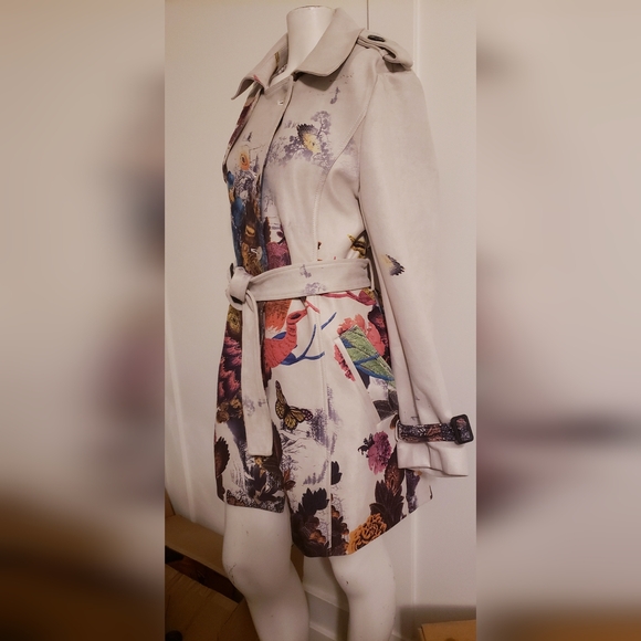 Super rare JAYLEY Collection Peacock & Butterfly Coat Jacket ButtonUp w/Belt - Picture 2 of 8